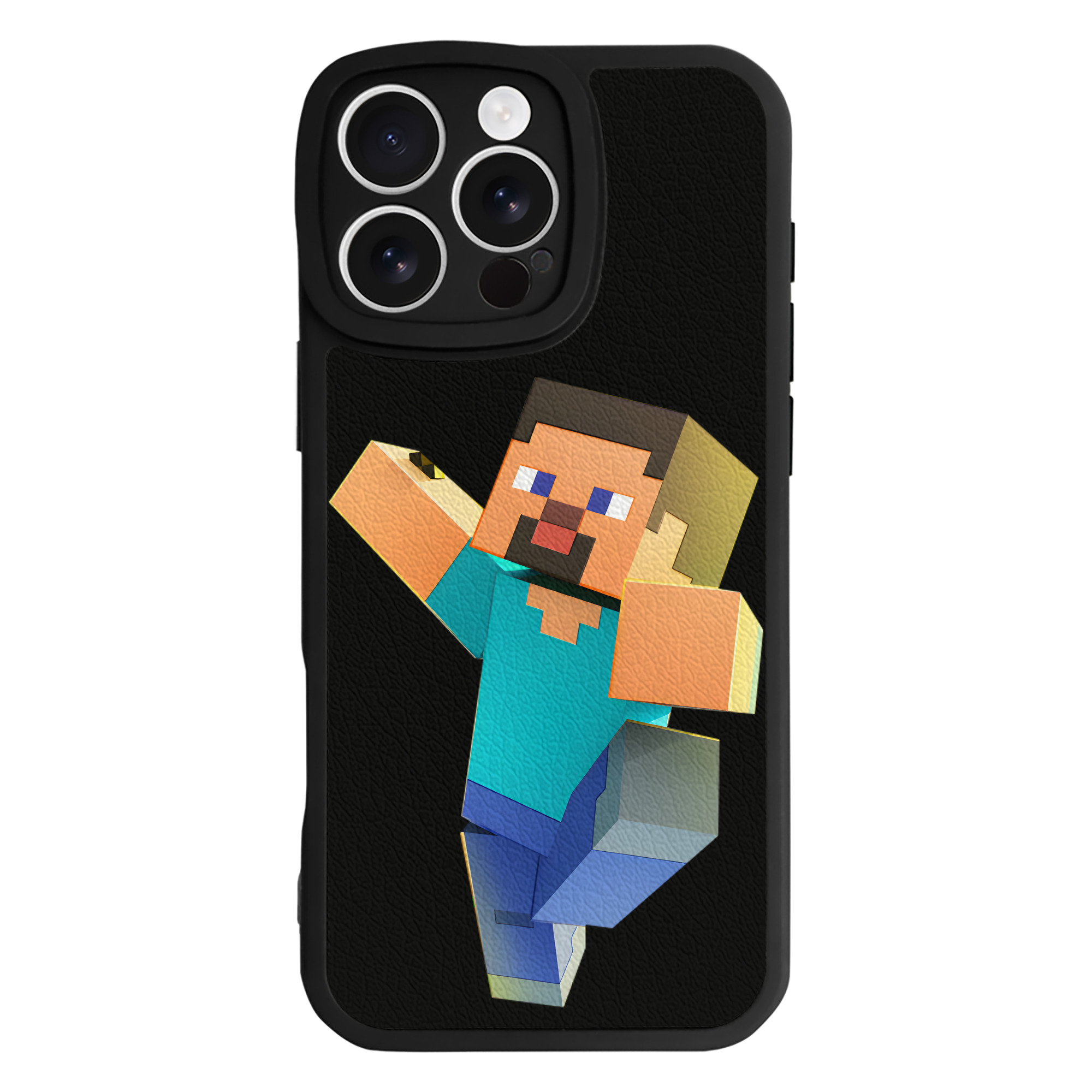 （画像用） マインクラフト ブロックの世界 Minecraft MC Block world 【iPhone 16シリーズ対応】シリコンスマホケース（レザー調） 材質：シリコン